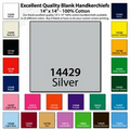 14"x14" Blank Solid Silver Imported 100% Cotton Handkerchief